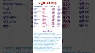भारत के प्रमुख बंदरगाह || #indiangk #sscgk