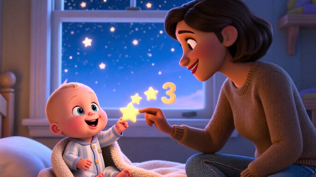 Counting Stars With Baby 🌟🌙 Fun Nighttime Counting Song for Kids | Learn Numbers and Colors