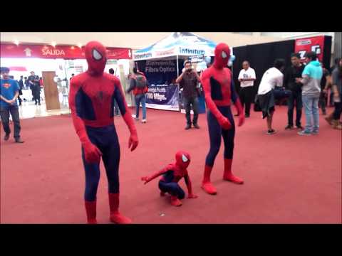 Spiderman twins doing acrobatics