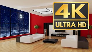 Drawing Room Animation Relaxing Motion Background Winter Snow Falling With Relaxing Music || 4K-UHD screenshot 5