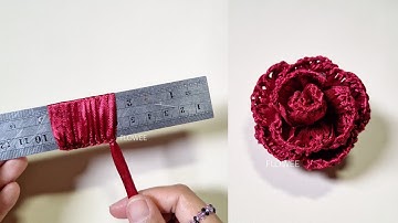 Amazing ribbon flower trick /easy rose making with ruler / ribbon rose flower craft ideas