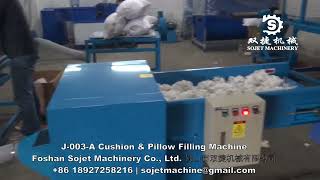 J-003-A Semi-Auto Pillow & Sofa Cushion Fiber Filling Machine in Operation