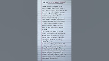 TEACHER: TELL ME ABOUT YOURSELF INTERVIEW QUESTION AND ANSWER! #shorts