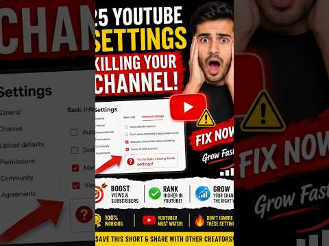 YouTube Settings You MUST Check in 2026! ⚠️ | YouTube Growth Tips #Shorts