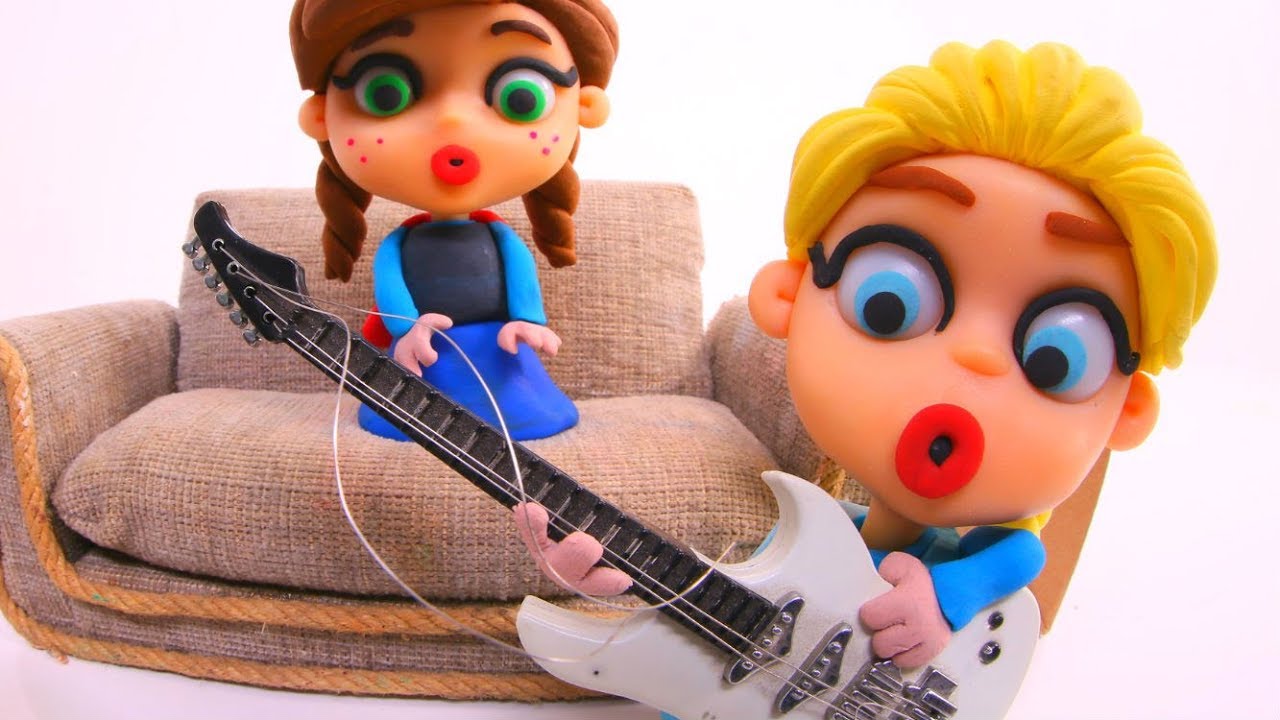 dibujos animados de los 90 FUNNY KIDS PLAY THE GUITAR ❤ Play Doh Cartoons For Kids
