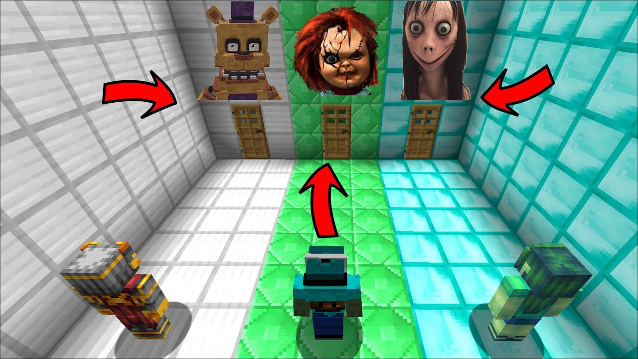 Minecraft Don T Choose The Wrong Door Of Evil Monsters Mod Find - download roblox adventures choose the correct door or die