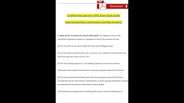 Certified Pool Operator Exam Study Guide Questions and Answers 2024  2025 Verified Answers