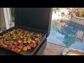 17 inch Blackstone griddle. Setup, seasoning and first cook.  Bonus: Grilled vegetable recipe!