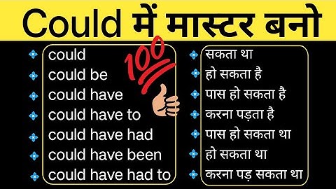 All Use Of Could Modal Auxiliary Verbs| Could Have, Could Have Been , Could Have Had, Could Be