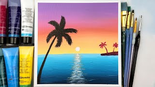 Palm Tree Sunset | Easy Acrylic Painting Idea for Beginners | Step by Step #65