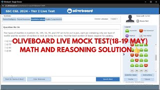 OLIVEBOARD LIVE MOCKTEST TODAY MATH AND REASONING SOLUTION ✍ I LIVE MOCKTEST TODAY. #SSC #CPO #cgl