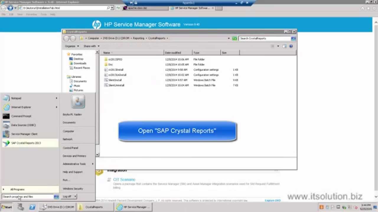 install sap crystal report hp sm 9 40 youtube hp incident report