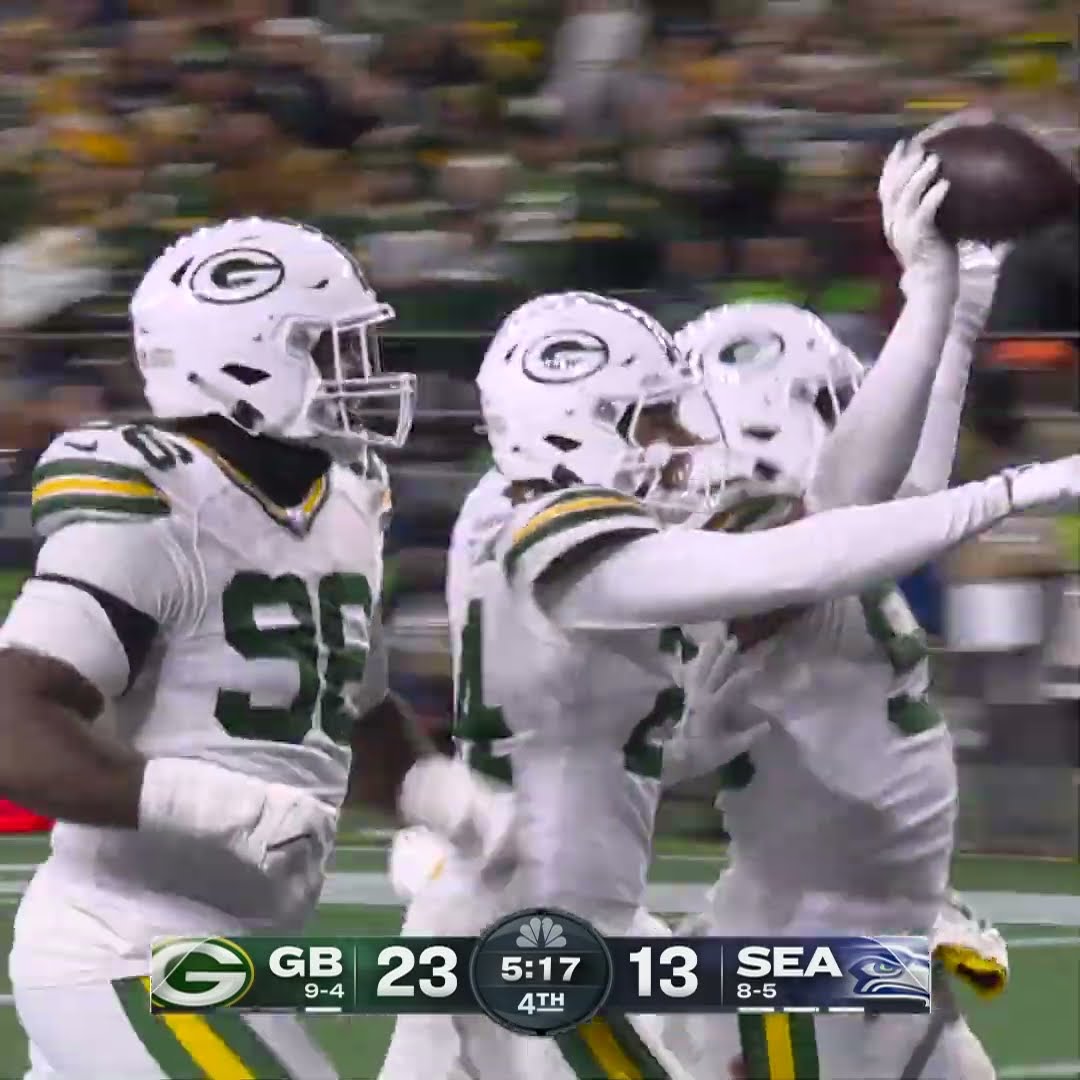 Edgerrin Cooper intercepts the Sam Howell pass vs. Seattle Seahawks