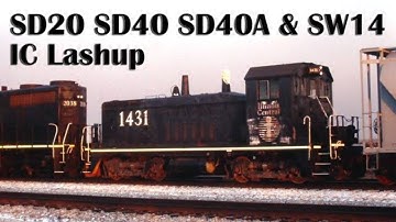 Illinois Central SD20 SD40 SD40A & SW14 Lashup, University Park, IL, Sept. 23, 1992