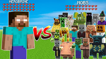 Herobrine vs All Mobs in minecraft - Herobrine vs Every mob - Mob Battle