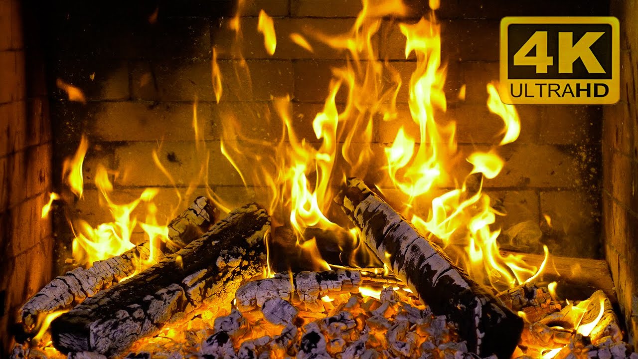 🔥 YELLOW FIREPLACE 4K! Magic Fireplace Burning with yellow flames (12 HOURS)
