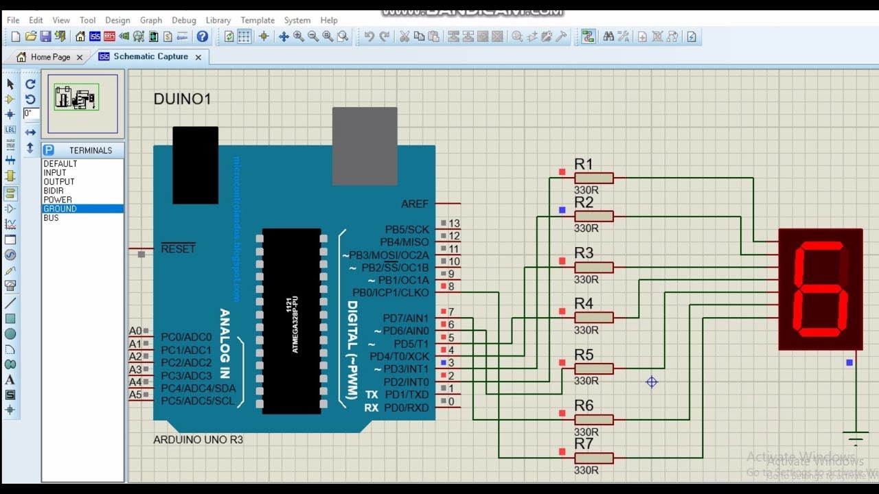 Seven Segment Display In Proteus Software By Using Arduino Uno Youtube