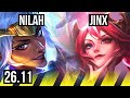 NILAH &amp; Rakan vs JINX &amp; Vel'Koz (ADC) | EUW Diamond | 26.11