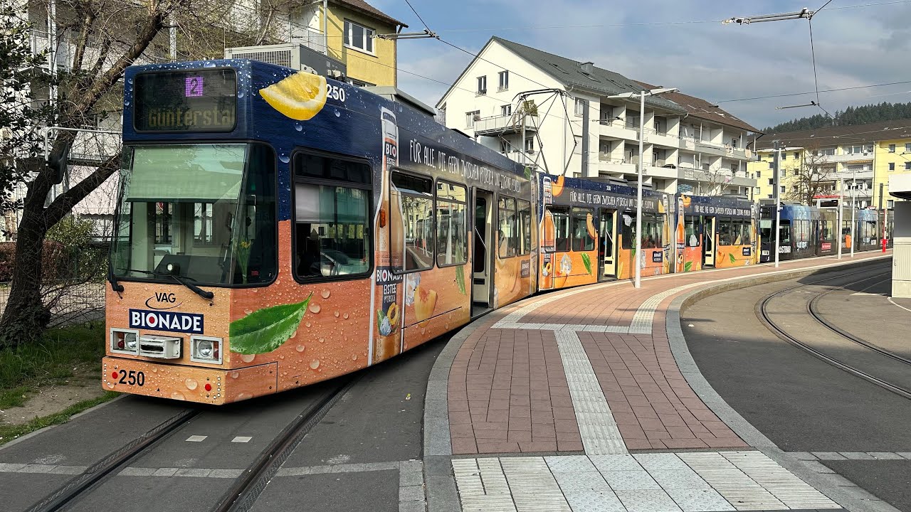 Tram Line 2 ,from Dorfstraße ↔️ Hornusstraße ￼ ￼￼❤️ Freiburg im Breisgau 🇩🇪Germany 🌸Spring 2025