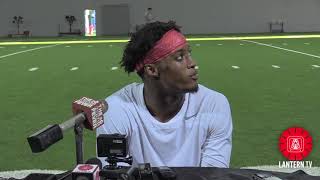 Ohio State CB Denzel Ward speaks after practice on 10/18.