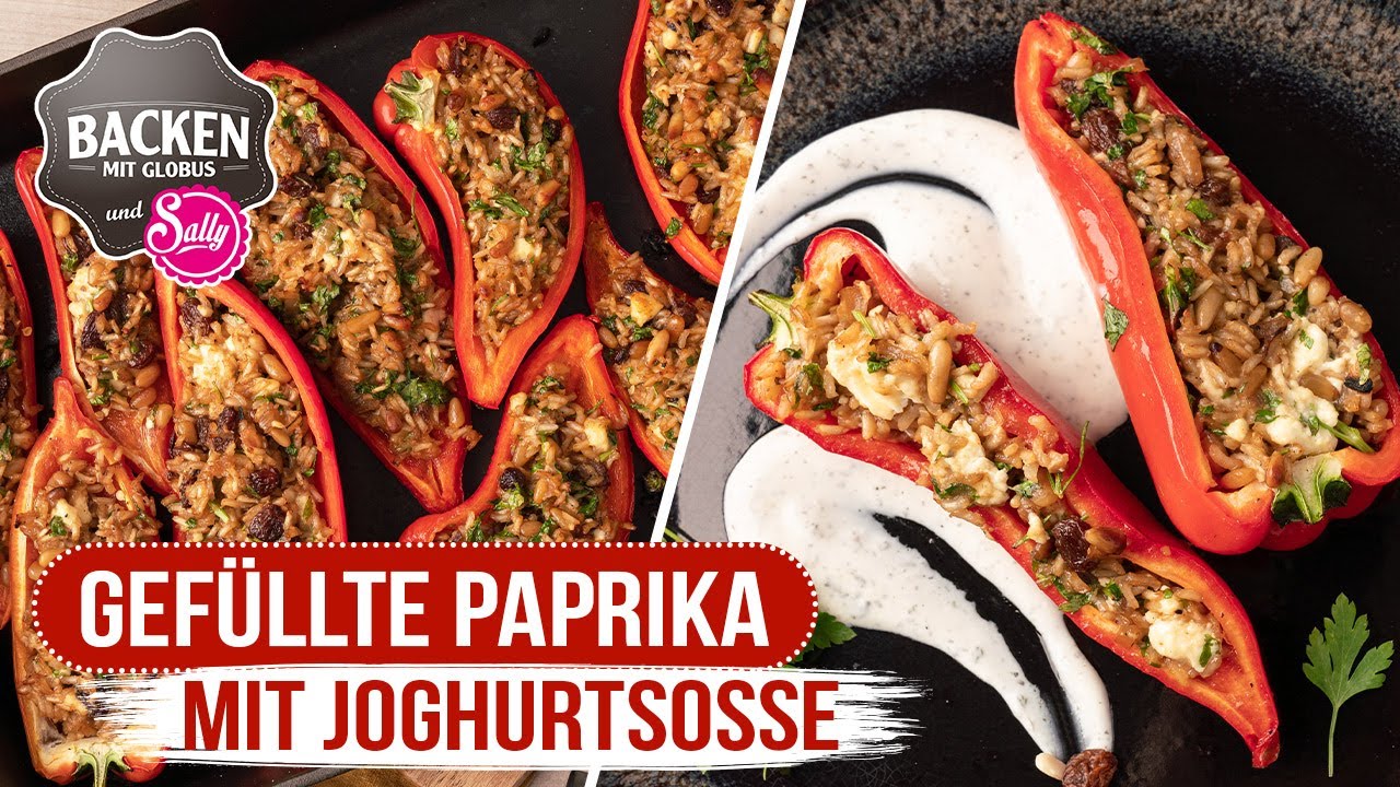 Gefüllte Paprika mit Joghurtsoße vom Grill | Backen mit Globus & Sallys Welt #112