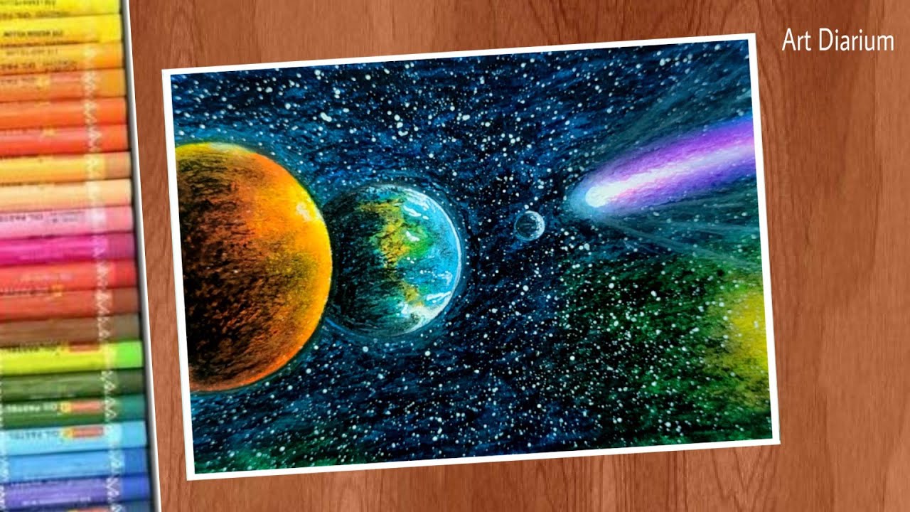 Comet Space Scenery Drawing | Neowise Comet | Art with Oil Pastel for  Beginners - step by step - YouTube