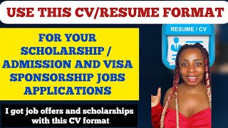 Use this CV/Resume Format for your scholarship/ Admission and Job application | Academic and Work CV