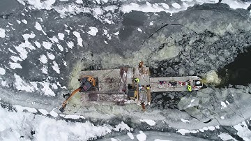 Custom Boardwalks Permanent Dock Building Winter Barge