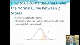 How to Calculate the Area Under the Normal Curve Between 2 Scores (Excel 2016 for Mac)