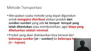 Metode Transportasi Tahap 1 - Mengenal Model