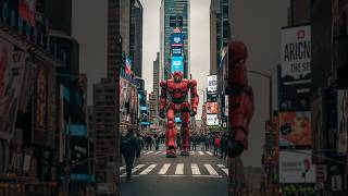 Giant red robot walking in time square #youtubeshorts #viral #shorts #shortsfeed