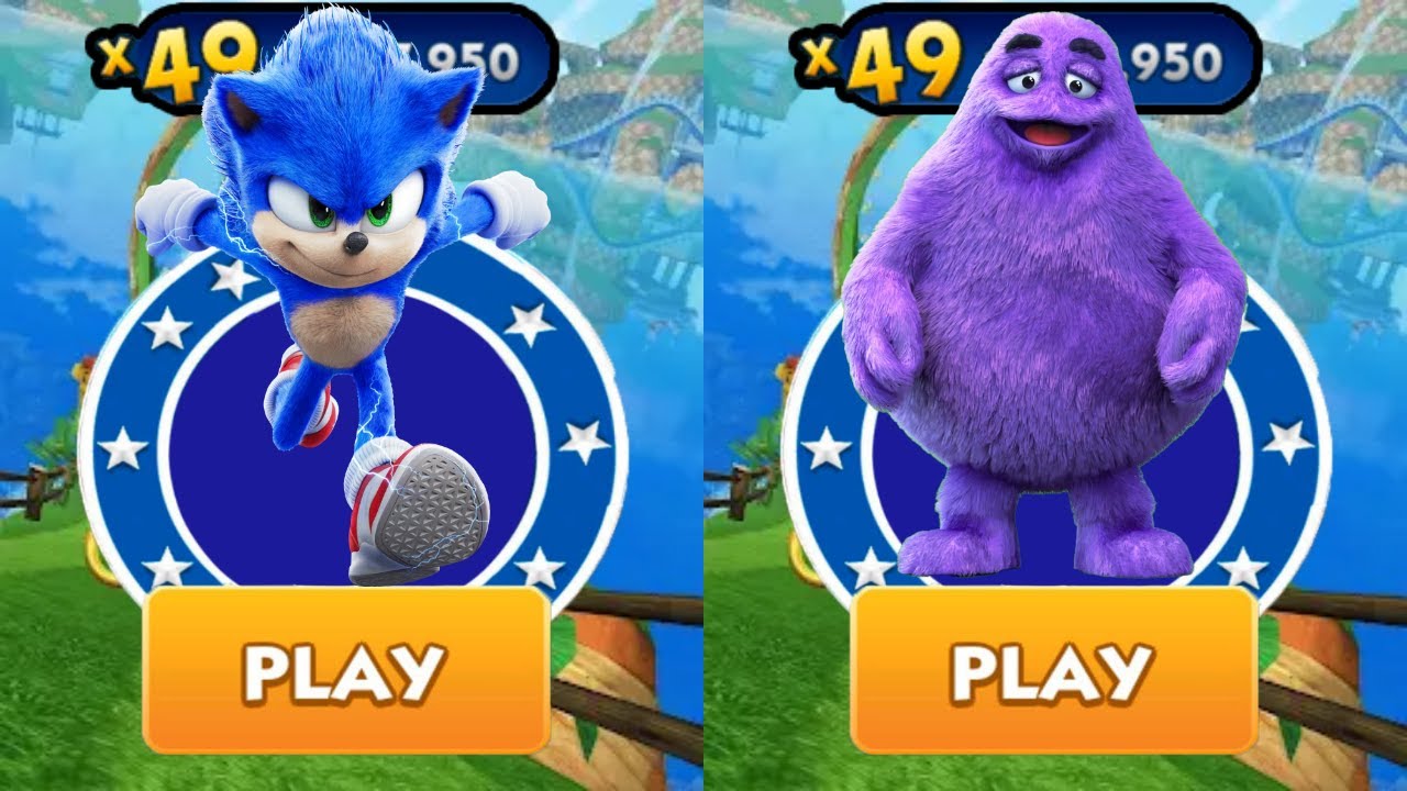 Sonic Dash vs Grimace Shake Run - Movie Sonic vs All Bosses Zazz Eggman ...