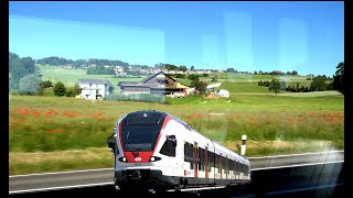 Zug Mitfahrt Rotkreuz - Lenzburg , Boswil-Buenzen - Wohlen  , Train ride, Viagem de trem