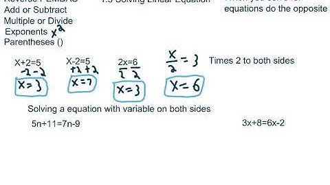 Algebra 2 1.3 Solving Linear Equations