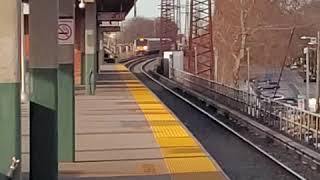 LIRR: M7s #7200/#7491 & #7495 leaving + M7 #7158 arriving at Baldwin