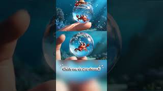 I made a small crab live in a glass ball😱 #crab #sea #small crab #experiment #baby