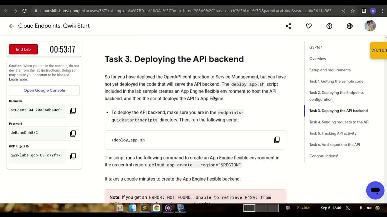 Cloud Endpoints Qwik Start 2023 (GSP164) YouTube