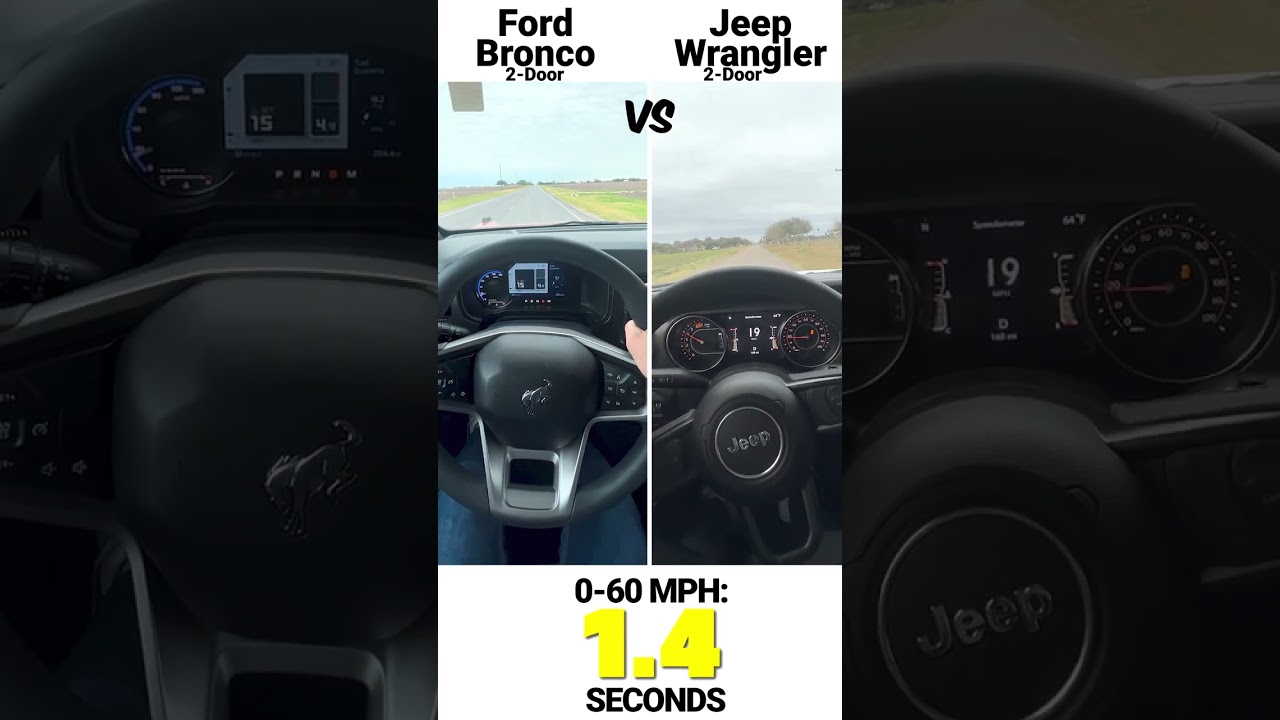 Jeep Wrangler 2-door vs Ford Bronco 2-Door race 0-60 mph! #shorts - YouTube