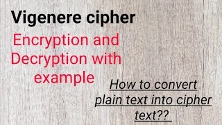 Vigenere cipher with example | cryptography