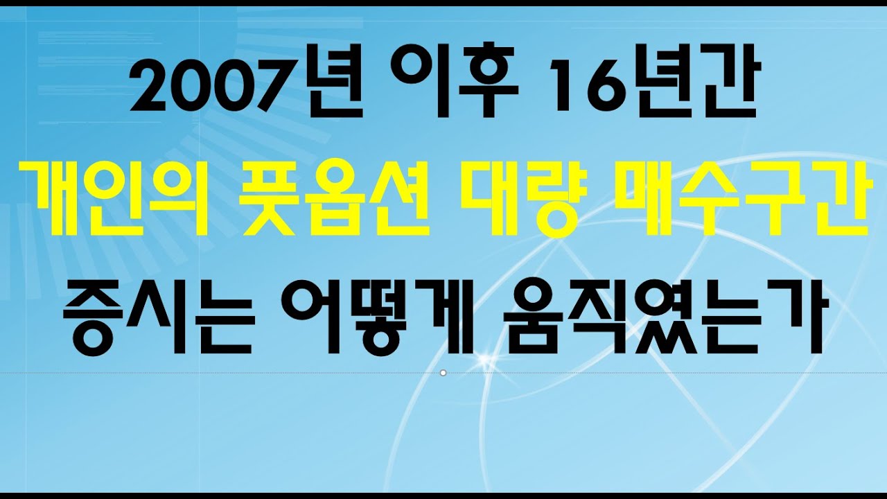 개인 풋옵션 대량 매수 이후 증시는? (16년간 데이터분석)