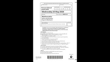 Edexcel - AS-Level Mathematics -  Paper 2 [Mechanics] - June 2020 - Solutions By Mr Harding