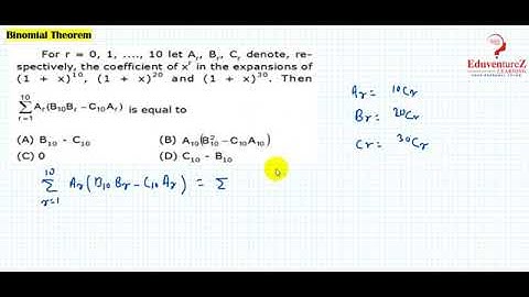 For r= 0, 1, 2,…… ,10  Let Ar, Br ,Cr denote respectively the coefficient of xr