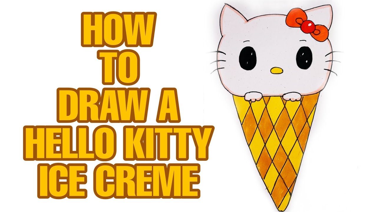 How to draw and colour a cute hello kitty ice cremeChitrankan YouTube