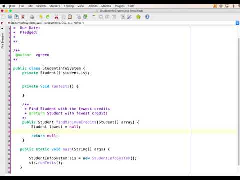 Chapter 11, Part 7: Writing a "findMin" method with an array of Students