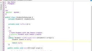 Chapter 11, Part 7: Writing a findMin method with an array of Students
