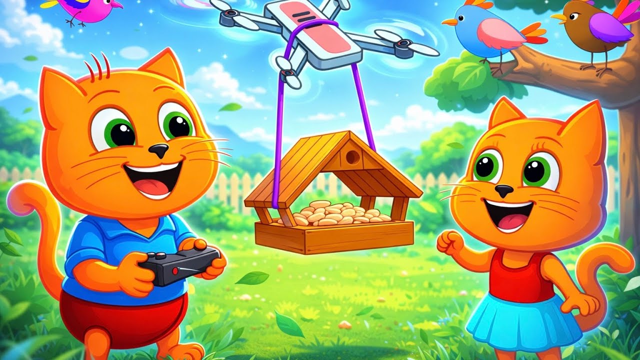 Família de Gatos - O COMEDOURO VOADOR Desenho Animado em Português Brasil 4K