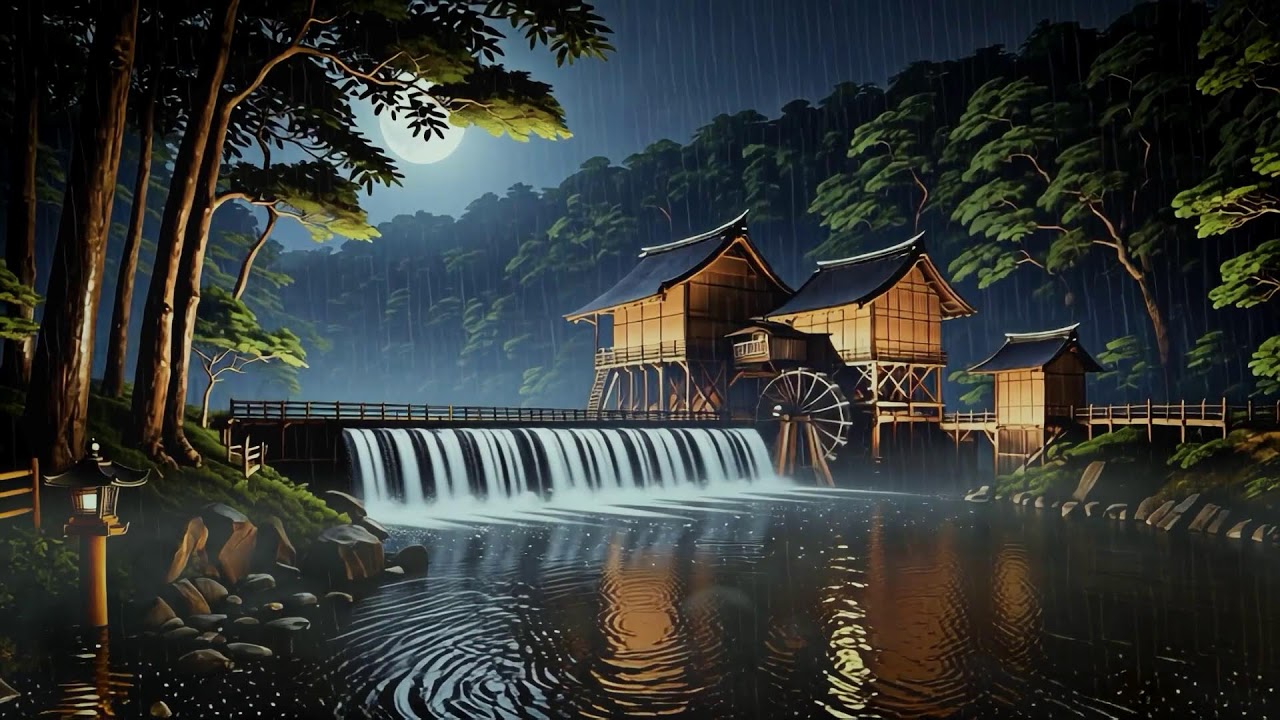自然の音 ベンガルの魂 💧 Calm River Watermill Music ASMR | Flute + Cicada + Rain + Music