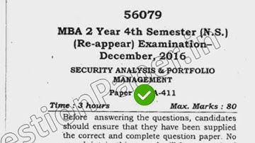 2016 Mdu MBA 4th Sem Reappear Security Analysis & Portfolio Management Question Paper
