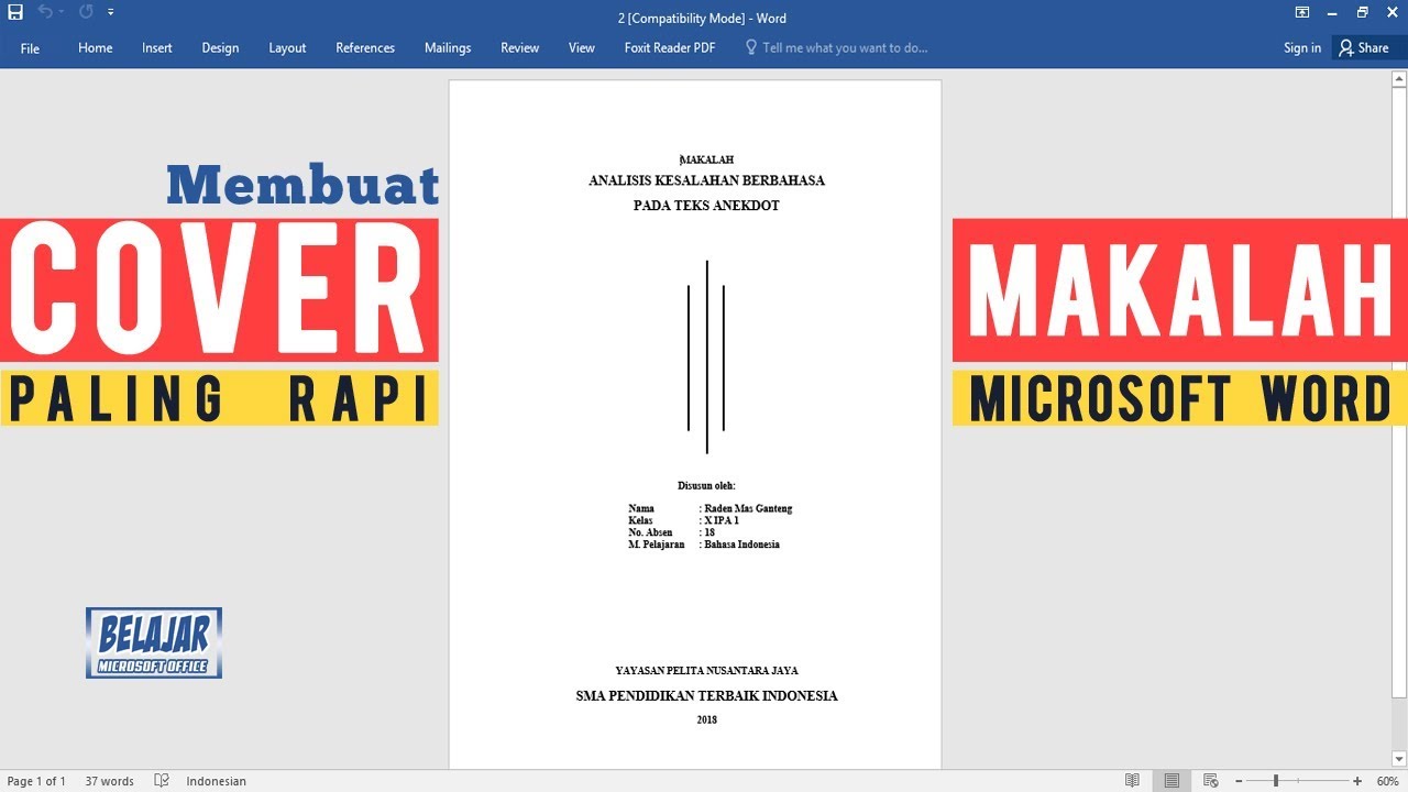 Contoh Cover Makalah Format Word - Simak Gambar Berikut