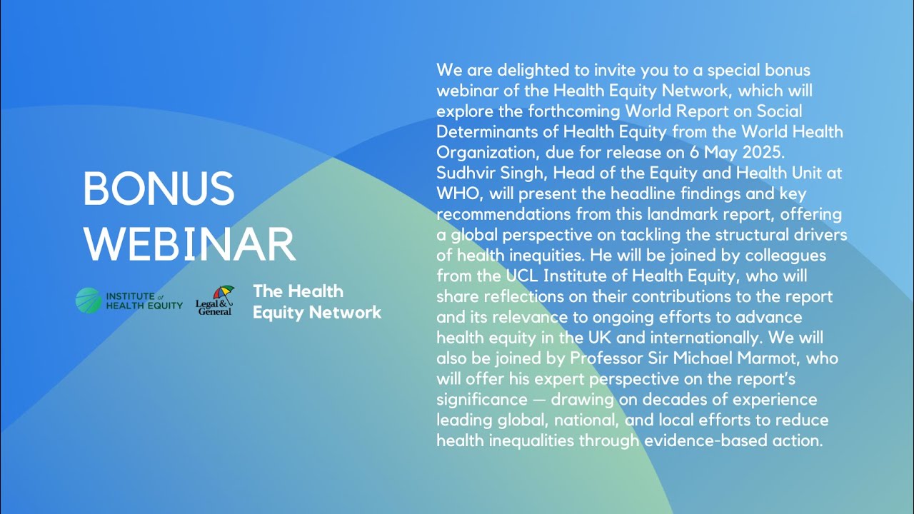 HEN Webinar: World Report on Social Determinants of Health Equity - YouTube